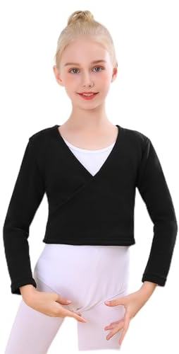 Bezioner Kinder Ballett Wickeljacke Mit Fleece Gymnastik Tanz Ballettjacke Lange Ärmel für Mädchen Damen