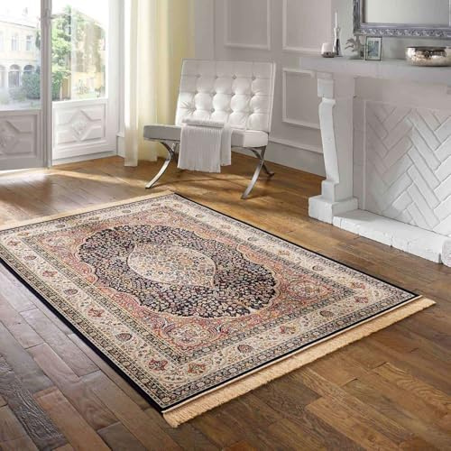 Taracarpet Teppich Palazzo Royal Lilian blau 135x195 cm Kurzflor Orientteppich für Wohnzimmer Esszimmer und Schlafzimmer