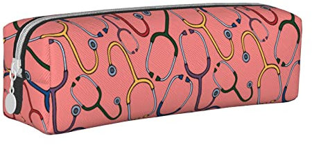 SJOAOAA Federmäppchen für Krankenschwestern, medizinisches Thema, mit Reißverschluss, Leder, Stifteetui, Organizer, Kosmetik, Make-up-Tasche, Aufbewahrungstasche, weiß, Einheitsgröße, Federmäppchen