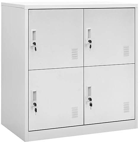 LAPOOH Armarios taquilla 2 uds, Taquillas Vestuario, Taquillas Metalicas, Aparador Taquillas Metálica, Muebles para Garaje, de Acero Gris Claro 90x45x92,5 cm