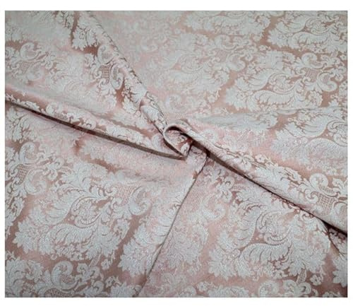 Russo Tessuti Tessuto Tappezzeria Broccato Raso Damascato MEDAGLIONI Giglio Classico 270x280cm-Rosa