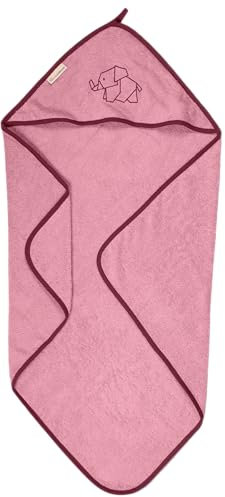 ULLENBOOM Kapuzenhandtuch Baby 75x75 cm, Frottee aus 100% Baumwolle (Oeko-TEX Zertifiziert) und Made in EU, Ideal als Badetuch oder Bademantel für Kinder und Babys bis 3 Jahre, Rosa