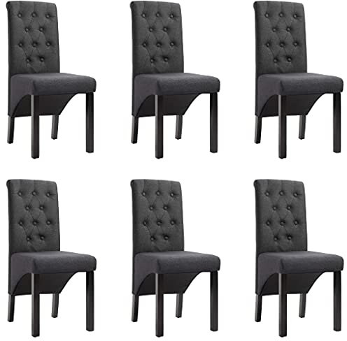THOYTOUI Esszimmerstühle 6 STK. Gaming-Stuhl Arbeitsstuhl Schminkstuhl Essstühle Geeignet für Küche Speisesaal Aufenthaltsraum Bar Dunkelgrau Stoff