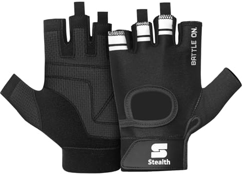 Stealth Sports Fingerlose Trainingshandschuhe – Gepolsterte, Rutschfeste Gewichtheberhandschuhe für Männer und Frauen – Atmungsaktive Gymnastikhandschuhe für Radfahren, Fitness, Bodybuilding, Gym - X1