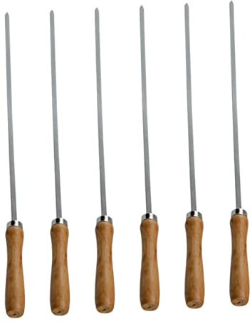 CIYODO 6 Edelstahlgabeln Holzgriff Grillstäbchen Fleischgabeln Grillwerkzeuge Bbq Zubehör Rostfrei