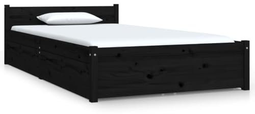 HETFTJN Pflegebett Einzelbetten/Doppelbett Jugendbett Tagesbett - Bett mit Schubladen Schwarz 90x200 cm für Hotel Schlafzimmer Gästezimmer Schlafsaal