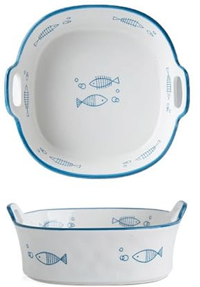 WJUHYGTF Small Flower Casserole Dish for 1 Person, Lasagna Casserole Dish Small Round Oven Dish,Square Round Casserole with Handle Square Bakeware,D