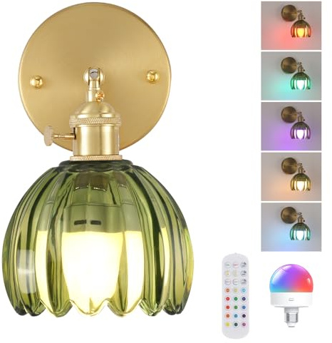 Shenmoyl Vintage Wandleuchte Innen Akku Gold LED Wandlampe Ohne Stromanschluss Touch Control 3 Helligkeitsstufen mit Fernbedienung für Badezimmer Schlafzimmer Flur Wohnzimmer
