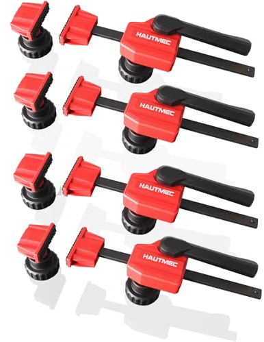 HAUTMEC 3/4 Bench Dog Clamp, Quick-Release Hold Down Clamps for 19mm Dog Holes, 170 Lbs Clamping Force, Adjustable Bench Clamps for Woodworking, Assembling, Gluing, 4 Pack - HT0276