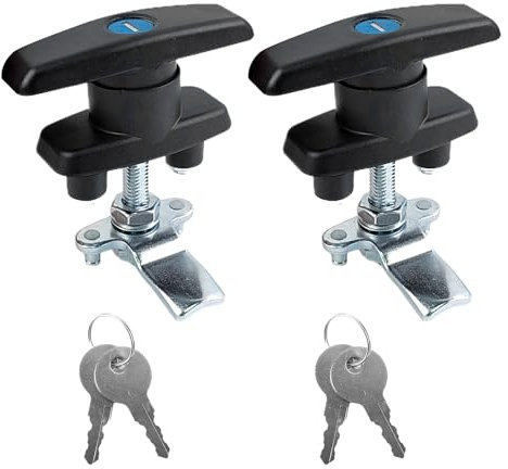 2 Piezas Cerradura Buzon Universal, Cerradura de Puerta de Gabinete Con Manija en T Negra, Cerradura Taquilla Vestuario, Con 4 Llaves, Adecuada Para Muebles, Vehículos Recreativos, Caja Fuerte (negro)