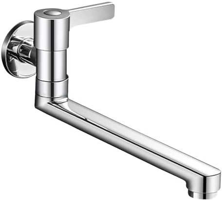 SXWYLZ Kaltwasserhahn Wandmontage Messing Spülbecken Einhebel Wandarmatur Wasserhahn Schwenkbar Wandmontage Messing,Chromfarbe,20Cm