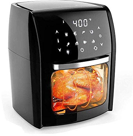 QWAXTRIW Digital Air Fryer with Rotisserie, Dehydrator, Convection Oven,Roast, Dehydrate, Bake & More, Glass Viewing Window, Accessory Kit and Recipe Book Included, Large Capacity needed Efficency