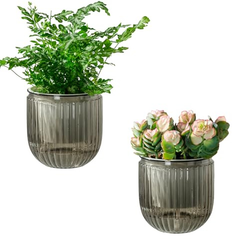 Josteve Vasi per piante autoirriganti per interni, 10,8 cm, confezione da 2 vasi da fiori in plastica per orchidee, piante da giardino, per erbe, piante da appartamento, violette africane, fioriera