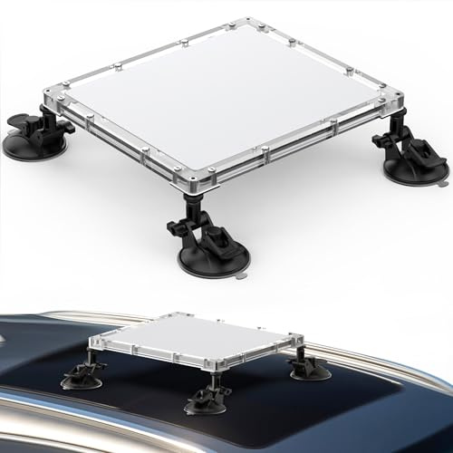 Hugener Starlink Mini Halterung mit Acryl-Schutzabdeckung – Robustes 4-Saugnapf Antivibrations-Set, wetterfest, hagelsicher & UV-beständig für Autos, SUVs, Wohnmobile, Boote, Campingwagen | Wetterfester 2-in-1-Rahmen und starke Saugnäpfe Anti-Vibrationsset, hagelsichere und UV-beständige Halterung