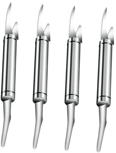 ULTECHNOVO Outil à Décortiquer Les Crevettes Sûr en Acier Inoxydable 4 Pièces Éplucheur de Crevettes Ne Se Déforme Pas Ouvre Huitre Bois la Cuisine Maison