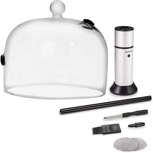 Fumoir à froid, infuseur à fumée portable, pistolet pour fumer à froid à main avec kit de cloche en verre, petit fumoir de cuisine (gris)