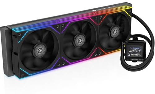FW360 SE ARGB V2 360mm AIO Liquid CPU Cooler, 2 LCD Screen, 3 x TL-M12Q 120mm ARGB PWM Daisy-Chain Fans, 3000RPM Pump, for AMD AM5/AM4 & Intel LGA1851/1700, Black
