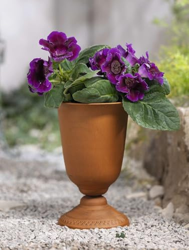 Dekoleidenschaft Pflanzer Pokal aus Metall in Rost-Optik, 33 cm hoch, Outdoor Blumentopf, Pflanztopf für Draußen, Garten Amphore Winterfest