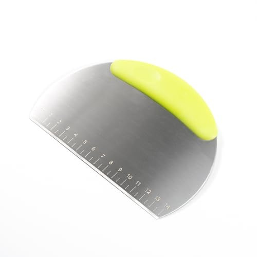 Stainless Steel Pastry Scraper/Bench Scraper Chopper, Best as Pizza and Dough Cutter 4PCS (green)