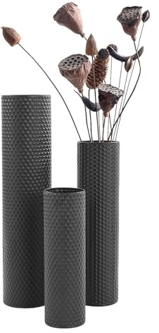 Juego de jarrones negros de hierro de 3 piezas, gran estructura de panal de miel, jarrón de suelo de 40 – 70 cm con diseño de panal para flores artificiales, jarrón decorativo moderno para salón