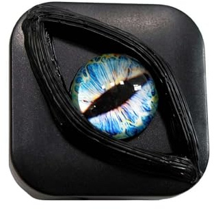 Contact Lens Cases (Empty)- Animals Spooky & Stylish Halloween Style Eye Contacts Lens Storage Holder Leakproof Daily Organized Box Halloween Colored Dragon Eye Lenscase (Light Blue)