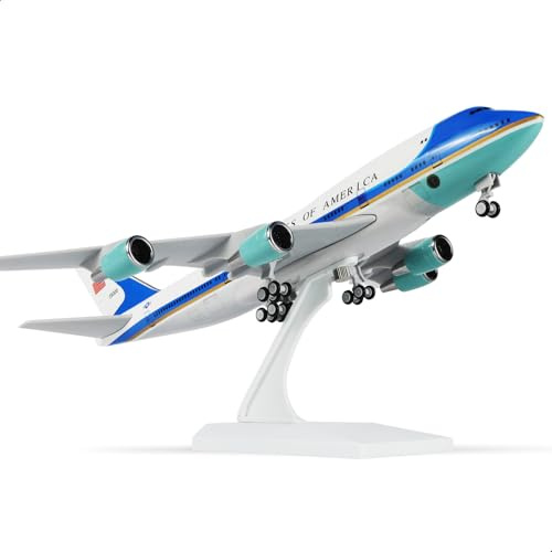 QIYUMOKE 1/240 747 für Air Force One Resin Flugzeugmodell mit Ständer | 30cm großes Kunstharz-Flugzeugmodell, Sammlerstück für Erwachsene, geeignet für Heim- und Bürodekoration sowie als Geschenk