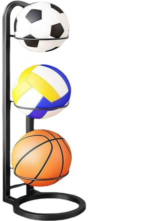 Generico Basketballständer, Ball-Organizer, Gusseisen-Volleyball-Display, multifunktionales mehrschichtiges Regal mit Eisenkugel für Schlafzimmer, Wohnzimmer, Garage