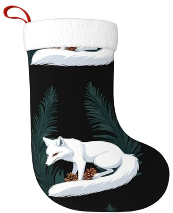 Weihnachtsdekoration Socken WHJSHOP Weißfuchs essen Tannenzapfen Muster Heimdekoration Weich und bequem für Büro Weihnachtsbaum Kamin