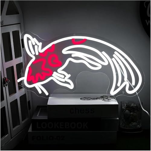 luce al neon Insegna luminosa al neon con carpa koi, dimmerabile, per camera da letto, bar, feste, decorazione parete, 23,7 cm × 42,5(C)