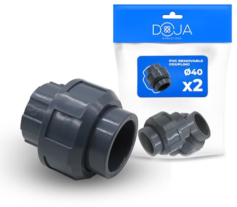 DOJA Barcelona Manchon Détachable PVC - Ø 40mm Femelle - Pack 2 - Installation Facile - Manchon PVC, Utilisation Polyvalente - Raccord Union PVC-U Rigide, Fonction Efficace, Raccord Detechable