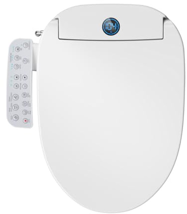 GAICOM Electric Bidet Toilet Seat Elongated, Instant Warm Water, Heated Seat & Warm Air Dryer, Self-Cleaning Nozzle, Side Control Panel, Night Light, Soft Close, Easy Installation