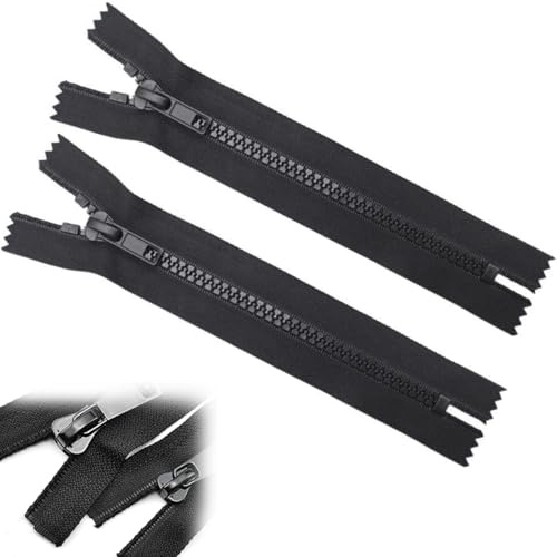 Wcawnlt 2 Stück 60 cm Reißverschluss Teilbar, Robuster Resin Zipper Schwarz Für Jacke, Mantel, Kleidung, Taschen, Universell Ersatz, Wasserdicht Für DIY Nähen Und Reparaturen