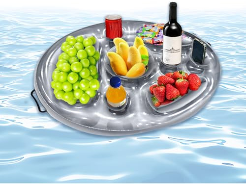 YALiya Gonflable Porte Gobelet Piscine, 2 en 1 Grand Plateau Piscine | Bar Flottant Piscine 8 Trous, 71x56 Porte-Gobelet Flottant Portable Plateau Piscine, pour Fête Estivale et Plage