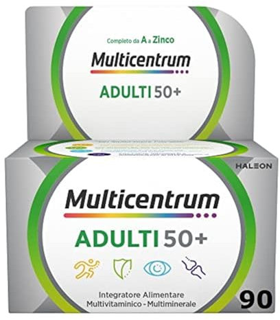 Multicentrum Adulti 50+, Integratore Alimentare Multivitaminico Completo con Vitamine B e D, Contro la Stanchezza e Affaticamento, per Adulti oltre 50 anni, 90 Compresse