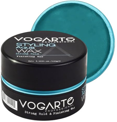 Vogarte Hair Wax for Men, Premium Aqua Hair Styling Wax with Strong Hold & High Shine Finish, Water-Based, Easy Wash Out, 3.52 oz