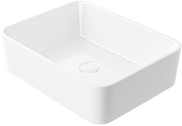 Eridanus Lavabo Rettangolare da Appoggio per Bagno, Lavabo Quadrato in Ceramica, Lavabo per Guardaroba in Vitreous China per Mobile da Bagno Guardaroba, Bianco Lucido - 480 x 370 x 135 mm