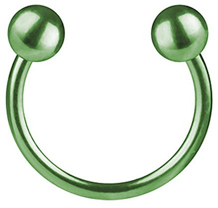 Piercingfaktor Hufeisen Ring Horseshoe Edelstahl Piercing Brust Nippel Lippe Nase Septum Tragus Ohr Helix Intim mit Kugeln Grün 1,0mm x 8mm x 3mm