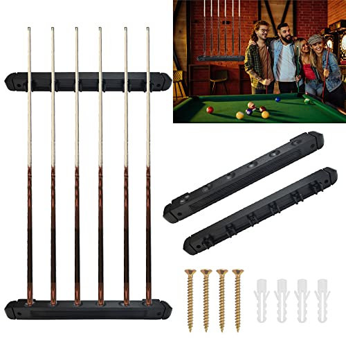 STCRERAG Queue Halterung Set Holz und Plastik Billard Queue Wandhalterung Langlebig Queue Halterung mit Schrauben Glatt Billard Wandhalterung Schwarz Billard Stick Halter Billiard Zubehoer für Cue