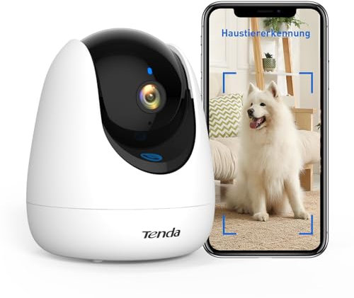 Tenda Telecamera WiFi Interna 1080P, Pan/Tilt 360°, Audio Bidirezionale, Rilevamento di Movimento e Persone, Tracciamento Automatico, Visione Notturna, Compatibile con Alexa, CP3 V2.2 Bianco