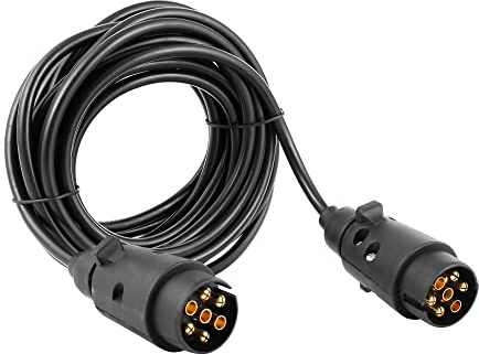 SPARKMOTO Câble Rallonge de Remorque 6m avec 2 pièces Prise Male 7 Broches,12V Câble de Connexion remorque pour Voiture Caravane Camping-Car Camion,Rallonge Prise Remorque 7 Broches (SKC04MM)