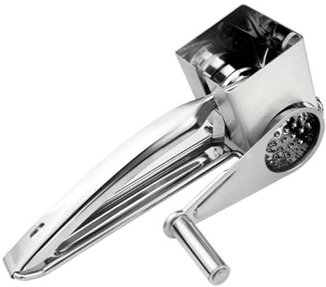 Ruiqas Grattugia rotante per formaggio in acciaio inox, grattugia per formaggio e verdure con 4 lame a tamburo