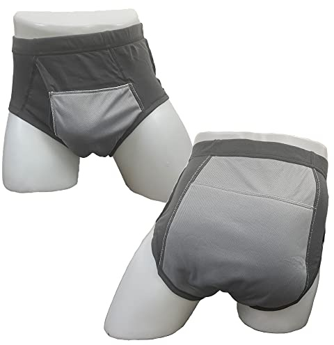 Inkontinenz-Shorts für Herren, waschbar, offene Unterwäsche, Erwachsene, Patienten, wiederverwendbar, atmungsaktiv, Hosenwindeln für Erwachsene, Prostata, 500 ml (Schwarz, XL)