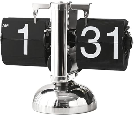 Reloj de Escritorio con Tapa, Reloj Abatible Digital de Cuarzo, Movimiento Silencioso, Deco y Hogar (Negro)