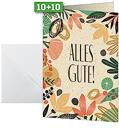 Sigel Glückwunschkarten Geburtstagskarten Alles Gute A6 10er Set | DS612, Aus nachhaltigem Graspapier mit Umschlägen