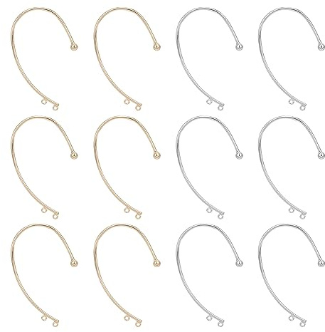 UNICRAFTALE 12 st 2 färger öron manschett mässing örhänge manschetter tofs öra wrap örhänge manschetter tillbehör med 2 ögla 53 mm lång öra manschett för att göra örhängen utan piercing