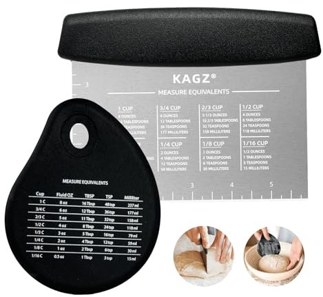 KAGZ Bench Scraper & Bowl Scraper - Multifunctional Dough Scraper with Silicone Bowl Scraper, Sturdy Stainless Steel Blade, Perfect for Baking, Pastry, Pizza, Cake, Bread