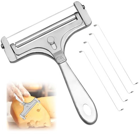 Käseschneider Käsehobel Cheese Slicer, Käseschneider mit draht, Ideales Werkzeug für Käseliebhaber Feinschmecker-Geschenk Käsehobel mit 4 pcs Käseschneider Draht