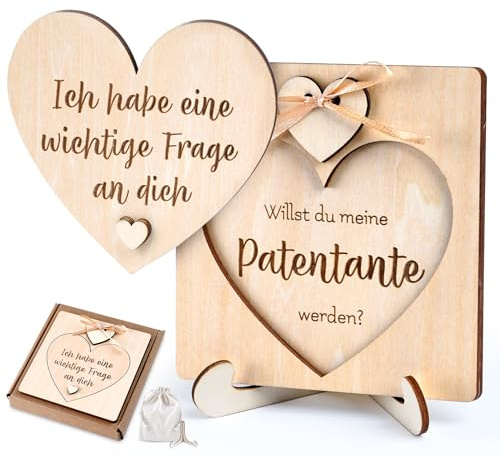 HOUISM Patentante Fragen personalisiert - Karte zur Schwangerschaftsverkündung und Taufpatin-Anfrage mit dem Spruch „Willst du meine Patentante sein?“ - Emotionales Geschenk