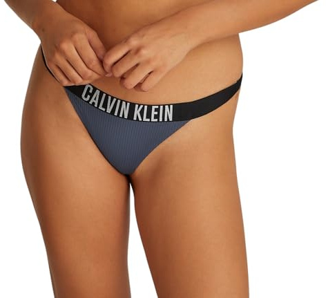 Calvin Klein Braguita de Bikini para Mujer con Logo Tipo, Azul (Grisaille), XL