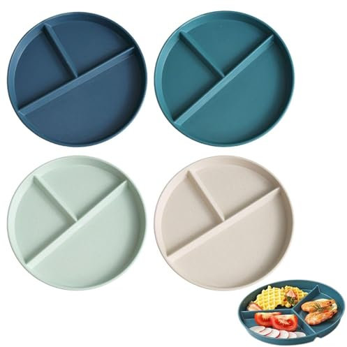 Plato De Cena De 4 Piezas, Plato De Frutas, Plato De Cena, Plato De Cena Reutilizable, Suministros De Cocina, Plato De Cena Para Niños, Plato De Cena De Plástico